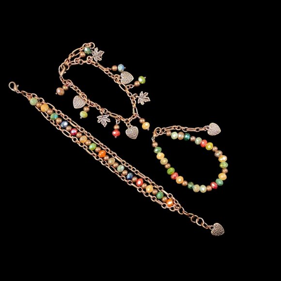 8pc Avante Jewelry COLLECTION Necklace Earrings Bracelets Coppertone Beads Chain - Picture 2 of 15